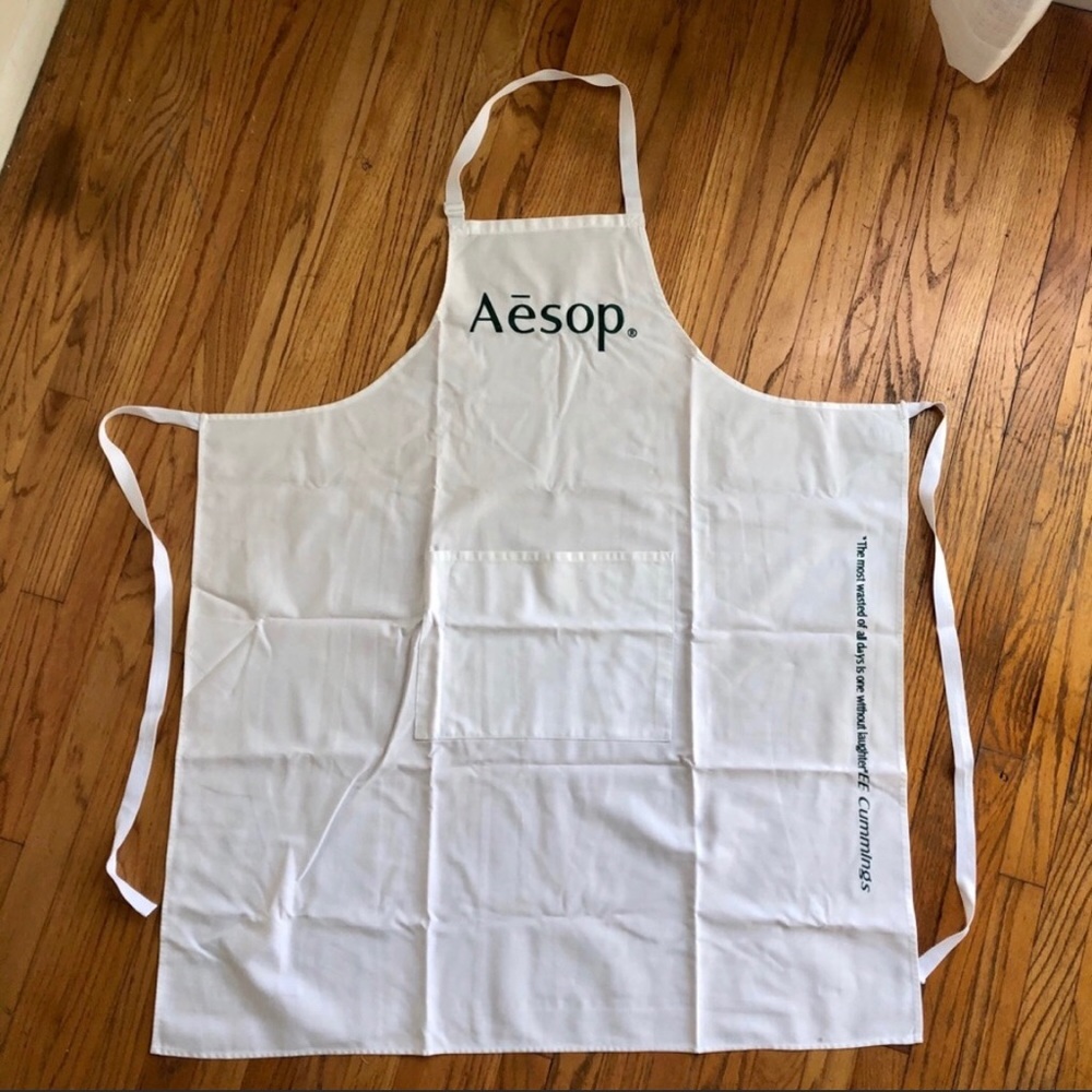 AESOP Australia White / Green Cotton Bib Apron